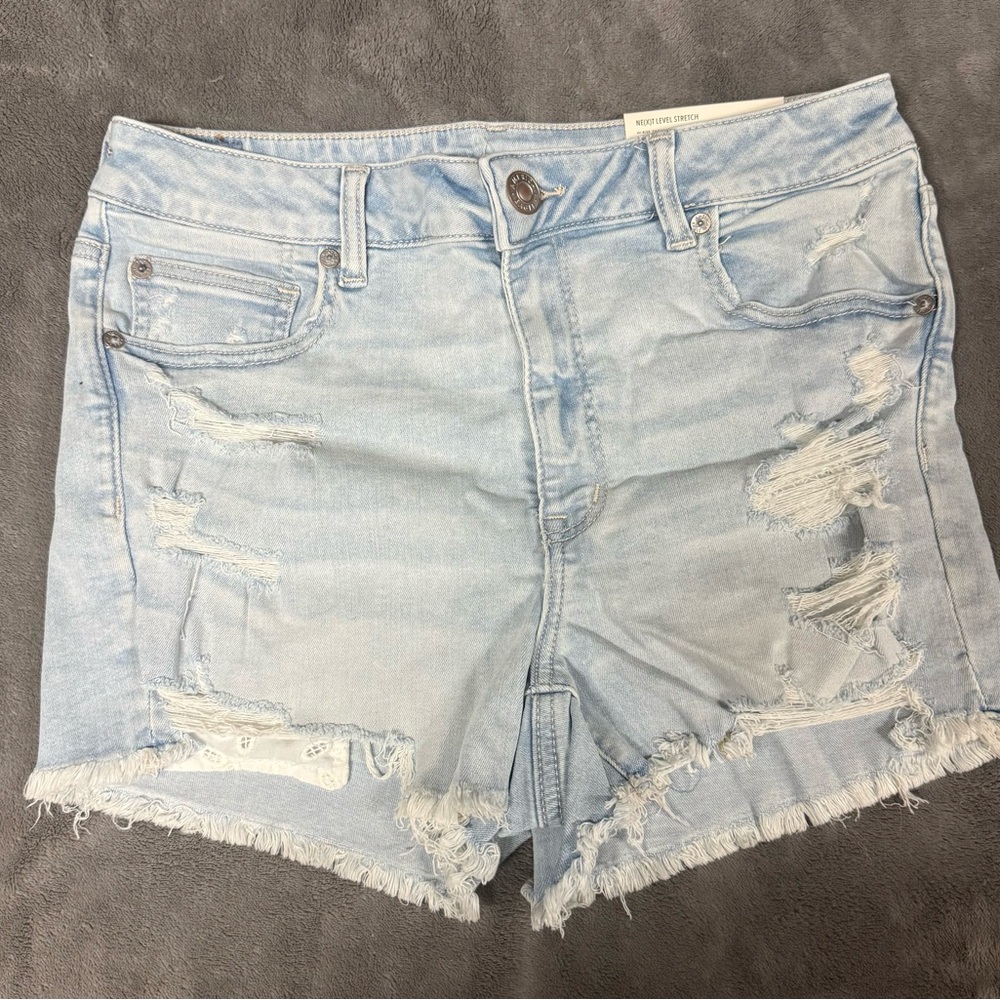 American Eagle Outfitters Hi-Rise Shortie Light Wash Denim Shorts